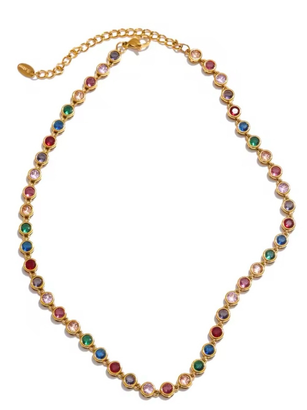 Gold-Tone Multicolor Cubic Zirconia Station Necklace